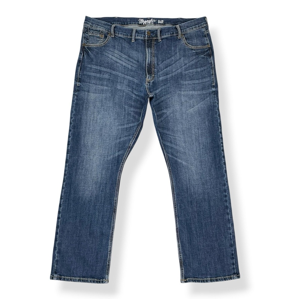 Wrangler Jeans Men 44x32 (ACTUAL 44x31) Blue Retro Slim Boot Denim Stretch